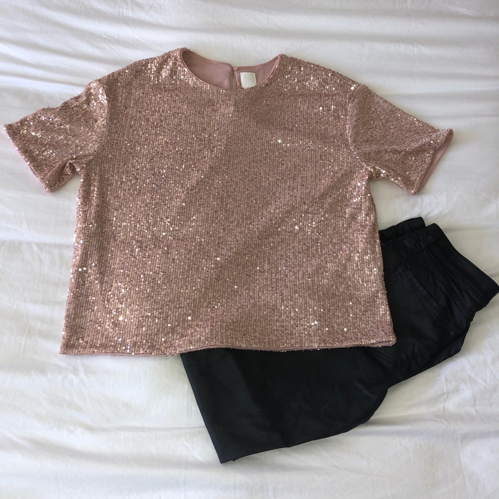 Rose Gold Sequin Top - Medium